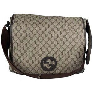 Authentic Gucci Interlocking GG Monogram Canvas Messenger Laptop Shoulder Bag 22